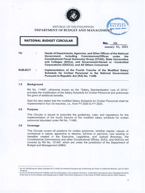 Copy Of DBM National Budget Circular No. 591 dated January .